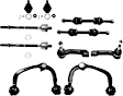 10-Piece Kit Front, Driver and Passenger Side, Inner and Outer, Upper and Lower Control Arms, Includes (4) Tie Rod End, (2) Ball Joint, (2) Control Arm, and (2) Sway Bar Link