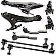 8-Piece Kit Control Arm Includes (2) Ball Joint, (2) Control Arm, (2) Sway Bar Link, and (2) Tie Rod End