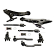 8-Piece Kit Control Arm Includes (2) Ball Joint, (2) Control Arm, and (4) Tie Rod End
