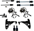 12-Piece Kit Front, Driver and Passenger Side Control Arms, Includes (2) Ball Joint, (2) Control Arm, (2) Sway Bar Link, (4) Tie Rod End, and (2) Wheel Hub