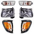 2003 Toyota Tacoma - 6-Piece Kit Driver and Passenger Side Halogen Headlight, With bulb(s), OE Replacement, Includes (2) Corner Light, (2) Headlight, and (2) Turn Signal Light