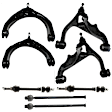 8-Piece Kit Front, Driver and Passenger Side, Upper and Lower Control Arms, Includes (4) Control Arm, (2) Sway Bar Link, and (2) Tie Rod End