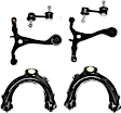 6-Piece Kit Front, Driver and Passenger Side, Upper and Lower Control Arms, Includes (4) Control Arm and (2) Sway Bar Link