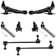 8-Piece Kit Front, Driver and Passenger Side, Lower Control Arms, Includes (2) Ball Joint, (2) Control Arm, (2) Sway Bar Link, and (2) Tie Rod End