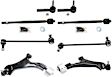 8-Piece Kit Control Arm Includes (2) Control Arm, (2) Sway Bar Link, and (4) Tie Rod End