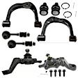 8-Piece Kit Control Arm Includes (4) Ball Joint, (2) Control Arm, and (2) Sway Bar Link