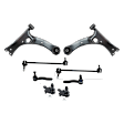 8-Piece Kit Front, Driver and Passenger Side, Lower Control Arms, Includes (2) Ball Joint, (2) Control Arm, (2) Sway Bar Link, and (2) Tie Rod End