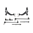 8-Piece Kit Front, Driver and Passenger Side, Lower Control Arms, Includes (2) Control Arm, (2) Sway Bar Link, and (4) Tie Rod End