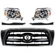 2010 Toyota Tacoma - 5-Piece Kit Halogen Headlight, With bulb(s), For Models Without Sport Package, OE Replacement,  Includes (1) Grille Assembly, (2) Headlight, and (2) Headlight Filler