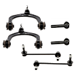6-Piece Kit Front, Driver and Passenger Side, Upper Control Arms, Includes (2) Control Arm, (2) Sway Bar Link, and (2) Tie Rod End
