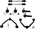 8-Piece Kit Front, Driver and Passenger Side Control Arm, Includes (2) Ball Joint, (2) Control Arm, (2) Sway Bar Link, and (2) Tie Rod End
