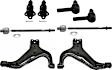 8-Piece Kit Front, Driver and Passenger Side Control Arm, Includes (2) Ball Joint, (2) Control Arm, and (4) Tie Rod End