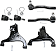 6-Piece Kit Front, Driver and Passenger Side Suspension Kit, Includes (2) Ball Joint, (2) Control Arm, and (2) Tie Rod End