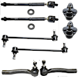 8-Piece Kit Front, Driver and Passenger Side, Lower Ball Joint, includes (2) Ball Joint, (2) Sway Bar Link, and (2) Tie Rod End