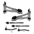6-Piece Kit Front, Driver and Passenger Side, Lower Control Arms, Includes (2) Control Arm and (4) Tie Rod End