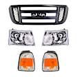 2007 Ford Ranger - 5-Piece Kit Grille, Textured Gray Shell with Black Insert,  Includes (2) Corner Light, (1) Grille Assembly, and (2) Headlight
