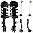6-Piece Kit Front, Driver and Passenger Side Fully Loaded Strut, Includes (2) Loaded Strut, (2) Sway Bar Link, and (2) Tie Rod End