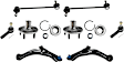 8-Piece Kit Control Arm, Includes (2) Control Arm, (2) Tie Rod End, (2) Sway Bar Link and (2) Wheel Hub