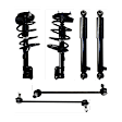 6-Piece Kit Shock and Fully Loaded Strut, Includes (4) Shock Absorber and Strut Assembly and (2) Sway Bar Link