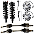 8-Piece Kit Front, Driver and Passenger Side Fully Loaded Strut, Includes (2) Tie Rod End, (2) Shock Absorber and Strut Assembly, (2) Wheel Hub and (2) Axle Assembly