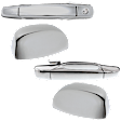 2011 GMC Sierra 3500 HD - 4-Piece Kit Front, Driver and Passenger Side Chrome Exterior Door Handle, Driver Side - With Key Hole; Passenger Side - Without Key Hole,  Includes (2) Exterior Door Handle and (2) Mirror Cover