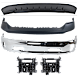 2014 Ram 1500 Outdoorsman - 5-Piece Kit Front, Lower Bumper, For Models With Two Piece  Type, Fog Lamps and Ram Logo On Grille, Without Parking Sensors, Chrome,  Includes (1) Bumper, (2) Bumper Bracket, (1) Bumper Cover, and (1) Valance
