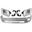 4-Piece Kit Bumper Chrome, Includes (1) Bumper, (2) Fog Light and (1) Fog Light Bracket