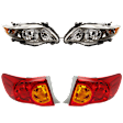 4-Piece Kit Driver and Passenger Side Halogen Headlight, With bulb(s), OE Replacement, Includes (2) Headlight and (2) Tail Light