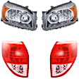 4-Piece Kit Driver and Passenger Side Halogen Headlight, Without bulb(s), Sport Utility, OE Replacement, Includes (2) Headlight and (2) Tail Light