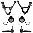 6-Piece Kit Front, Driver and Passenger Side Control Arms, Includes (2) Ball Joint, (2) Control Arm, and (2) Tie Rod End