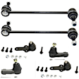 6-Piece Kit Front, Driver and Passenger Side, Lower, Outer Ball Joint, includes (2) Ball Joint, (2) Sway Bar Link, and (2) Tie Rod End