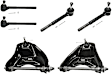 6-Piece Kit Front, Driver and Passenger Side Control Arms, Includes (2) Control Arm and (4) Tie Rod End