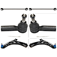 6-Piece Kit Control Arm Includes (2) Control Arm, (2) Sway Bar Link, and (2) Tie Rod End