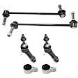 6-Piece Kit Control Arm Bushing, 6-Piece Kit Includes (2) Control Arm Bushing, (2) Sway Bar Link, and (2) Tie Rod End
