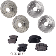 2006 Honda CR-V - 4-Wheel Set Front and Rear Brake Disc and Pad Kit, Cross-drilled and Slotted, 5 Lugs, Front-299.97 mm/Rear-304.4 mm, 2.4L 4Cyl, Includes (4) Disc and (2) Pad Set