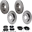 2009 Volkswagen Rabbit - 4-Wheel Set Front and Rear Brake Disc and Pad Kit, Natural Finish, Plain Surface, 5 Lugs, Front-288.04 mm/Rear-256 mm, 2.5L 5Cyl, Includes (4) Disc and (2) Pad Set