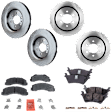 4-Wheel Set Front and Rear Brake Disc and Pad Kit, Plain Surface 6 Lugs Front-350.01 mm/Rear-336.04 mm, Includes (4) Disc and (2) Pad Set