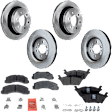 4-Wheel Set Front and Rear Brake Disc and Pad Kit, Plain Surface 6 Lugs Front-350.01 mm/Rear-347.98 mm, Includes (4) Brake Disc and (2) Brake Pad Set