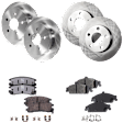 4-Wheel Set Front and Rear Brake Disc and Pad Kit, Plain Surface 5 Lugs Front and Rear-277.88 mm, Includes (4) Disc and (2) Pad Set