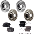 4-Wheel Set Front and Rear Brake Disc and Pad Kit, Plain Surface 5 Lugs, Includes (4) Disc and (2) Pad Set