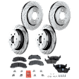 4-Wheel Set Front and Rear Brake Disc and Pad Kit, Cross-drilled and Slotted 6 Lugs Front-350.01 mm/Rear-348.23 mm, Includes (2) Brake Pad Set and (4) Brake Disc