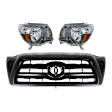 3-Piece Kit Halogen Headlight, Type 1, Includes (1) Grille Assembly and (2) Headlight