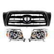 2007 Toyota Tacoma - 3-Piece Kit Driver and Passenger Side Halogen Headlight, With bulb(s), For Models Without Sport Package, OE Replacement, Includes (1) Grille Assembly and (2) Headlight