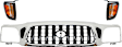 2004 Toyota Tacoma - 3-Piece Kit Grille, Chrome Shell with Painted Dark Gray Insert, 4WD, Includes (2) Corner Light and (1) Grille Assembly