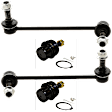 4-Piece Kit Front, Driver and Passenger Side, Lower, Rearward Ball Joint, RWD, Non-Adjustable Type, Includes (2) Ball Joint, (2) Sway Bar Link, and (2) Tie Rod End