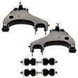 4-Piece Kit Front, Driver and Passenger Side, Lower Control Arms, Includes (2) Control Arm and (2) Sway Bar Link