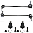 4-Piece Kit Front, Driver and Passenger Side Ball Joint, AWD/FWD, Includes (2) Ball Joint, (2) Sway Bar Link, and (2) Tie Rod End