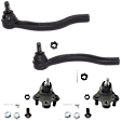 4-Piece Kit Front, Driver and Passenger Side, Lower Ball Joint, includes (2) Ball Joint and (2) Tie Rod End