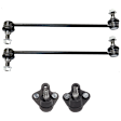 4-Piece Kit Front, Driver and Passenger Side, Lower Ball Joint, Includes (2) Ball Joint and (2) Sway Bar Link