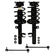 4-Piece Kit Front, Driver and Passenger Side Fully Loaded Strut, includes (2) Loaded Strut and (2) Sway Bar Link